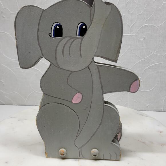 Vintage Moore's Craft Anthropomorphic Elephant Standing Paper Towel Holder Wood - Picture 14 of 16